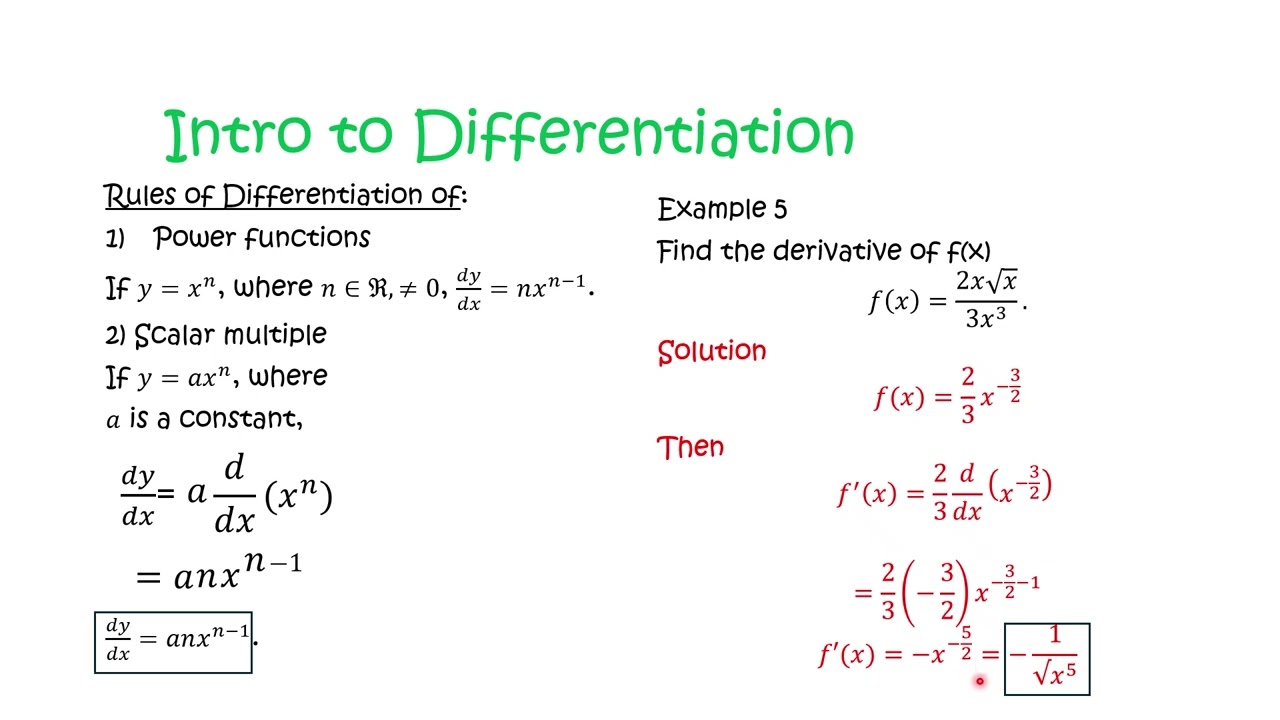 Introduction to Differentiation Part 1