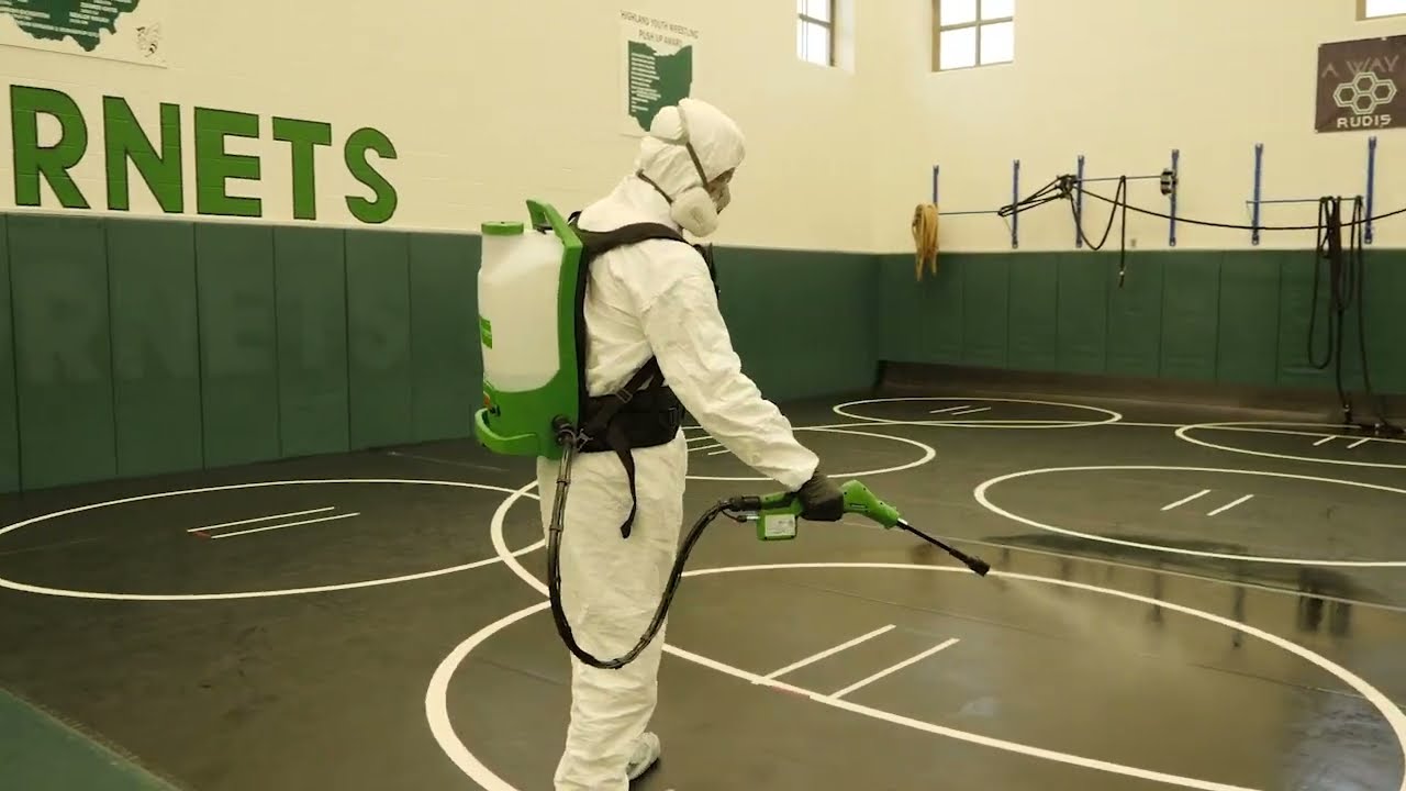 Disinfecting With a Backpack Electrostatic Sprayer by Victory Innovations