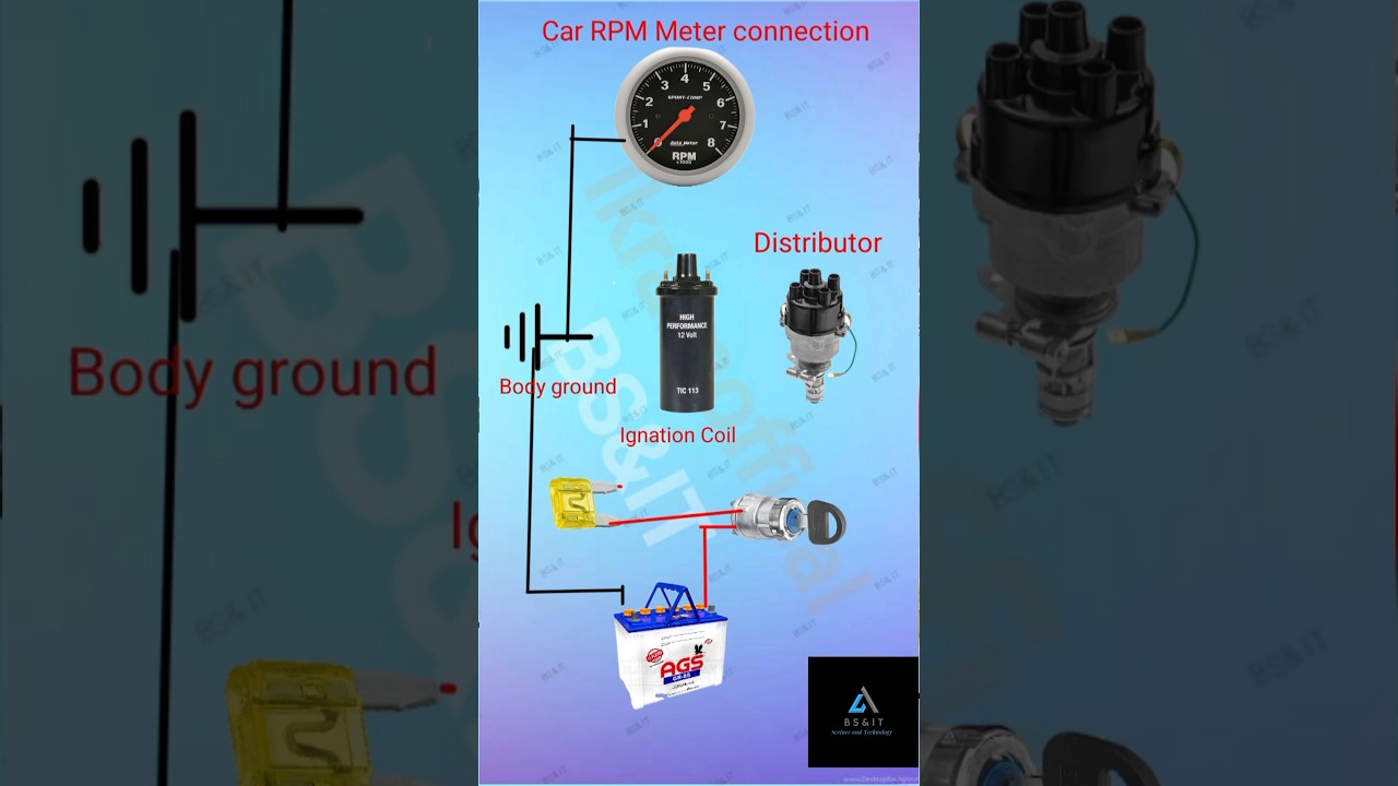Old model Petrol car  RPM meter connection diagram | Techo meter connection