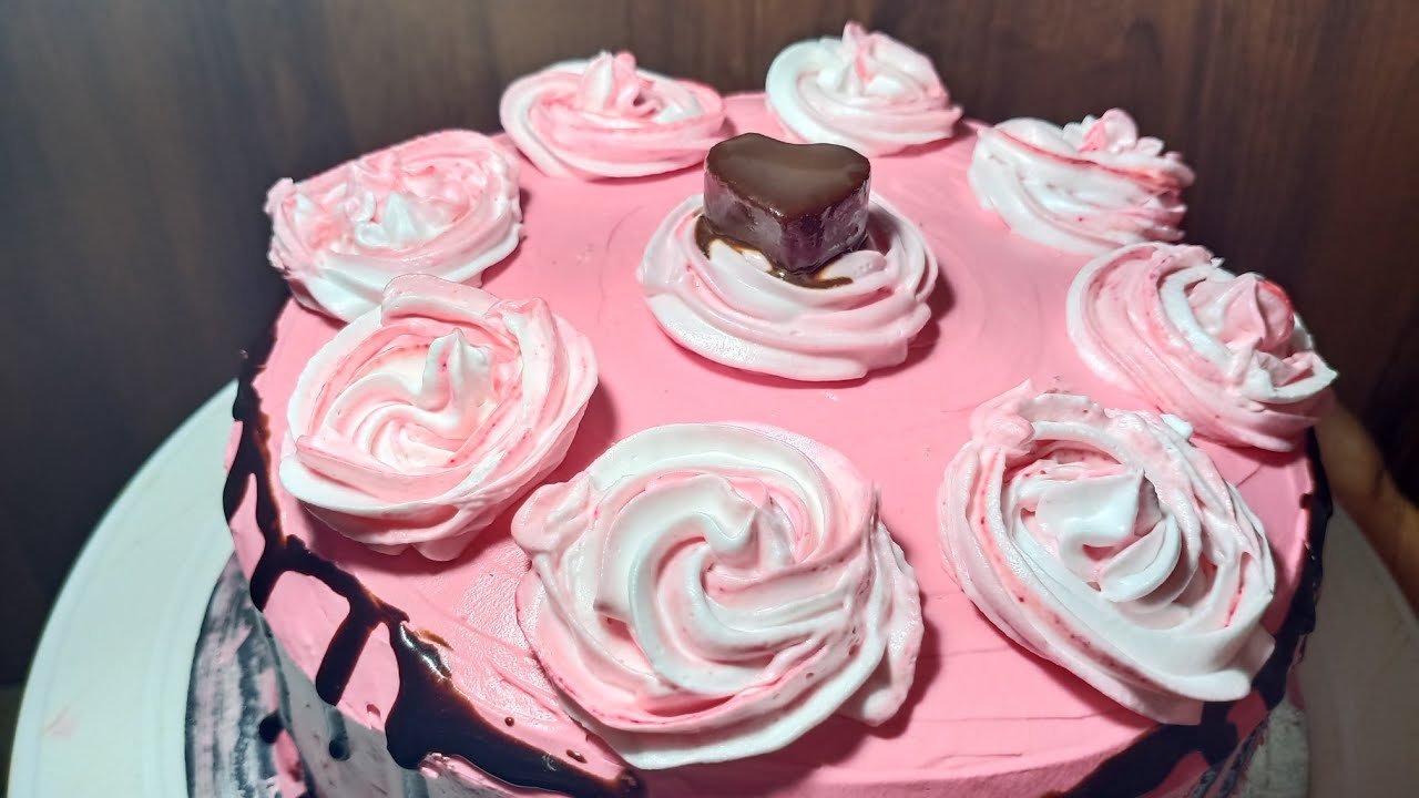 In completion of 1 year of Baid's Kitchen | Strawberry Cake | Easy Cake Recipe |