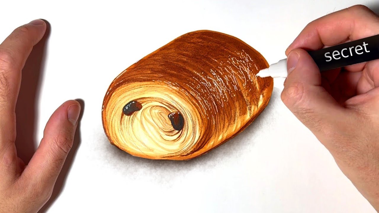 Le Secret pour dessiner un Pain au Chocolat Parfait! (facile) 🙂