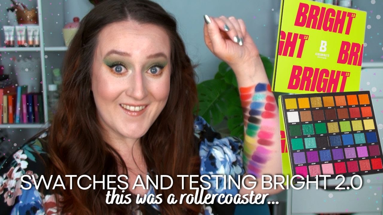 BEAUTY BAY BRIGHT 2.0 PALETTE REVIEW & SWATCHES - Unboxing And Try On Rainbow Eyeshadow Look!