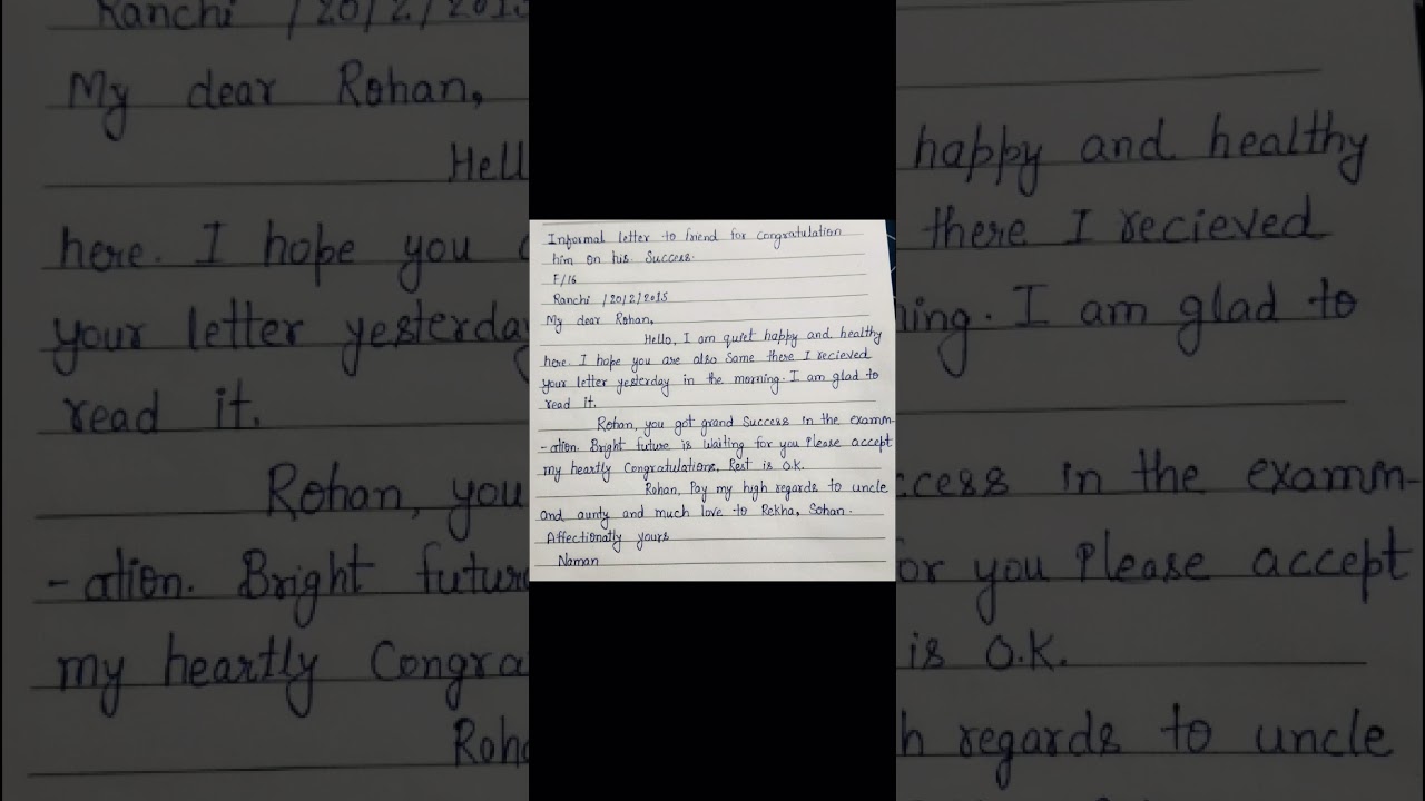 Letter to Friend //Congratulations friend for his success //✍️ letter to format// English shorts