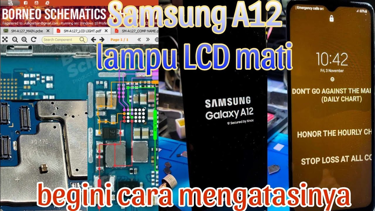 cara mengatasi lampu lcd padam samsung A12/A127F #smartphone #borneoflasher  #teknisipemula