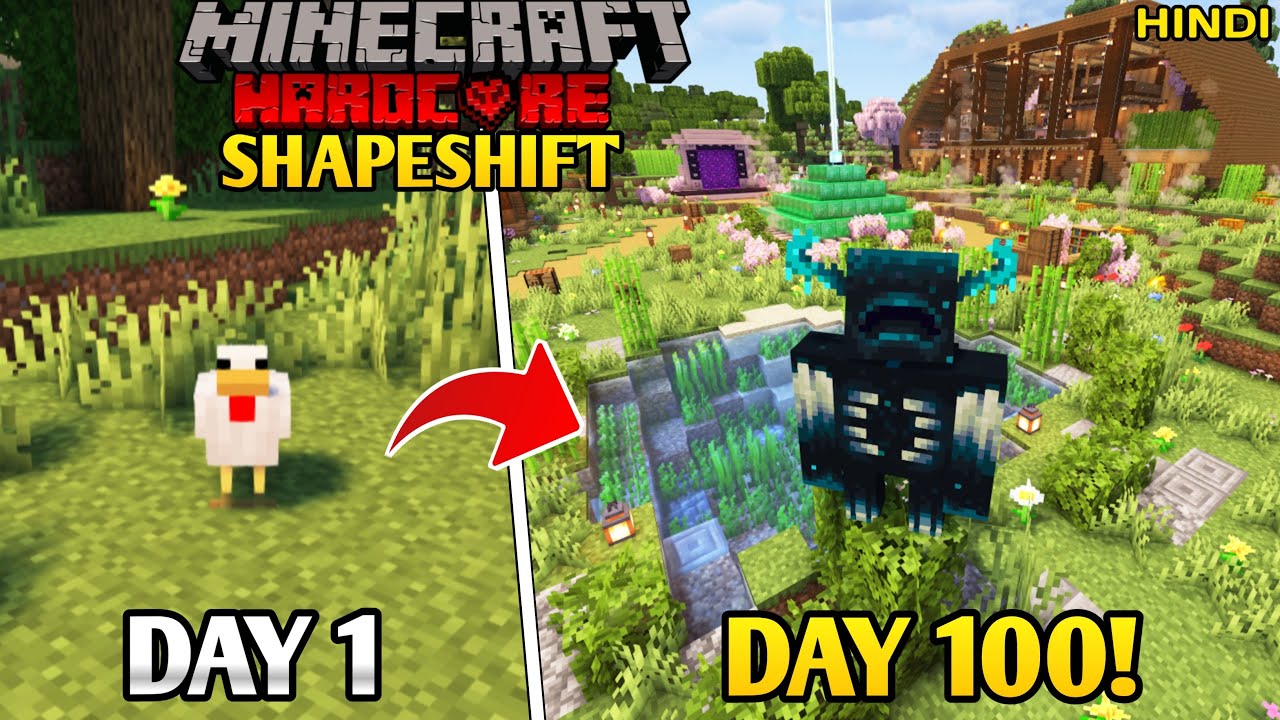 I Survived 100 Days as a Shapeshifter in Minecraft Hardcore! (Hindi)