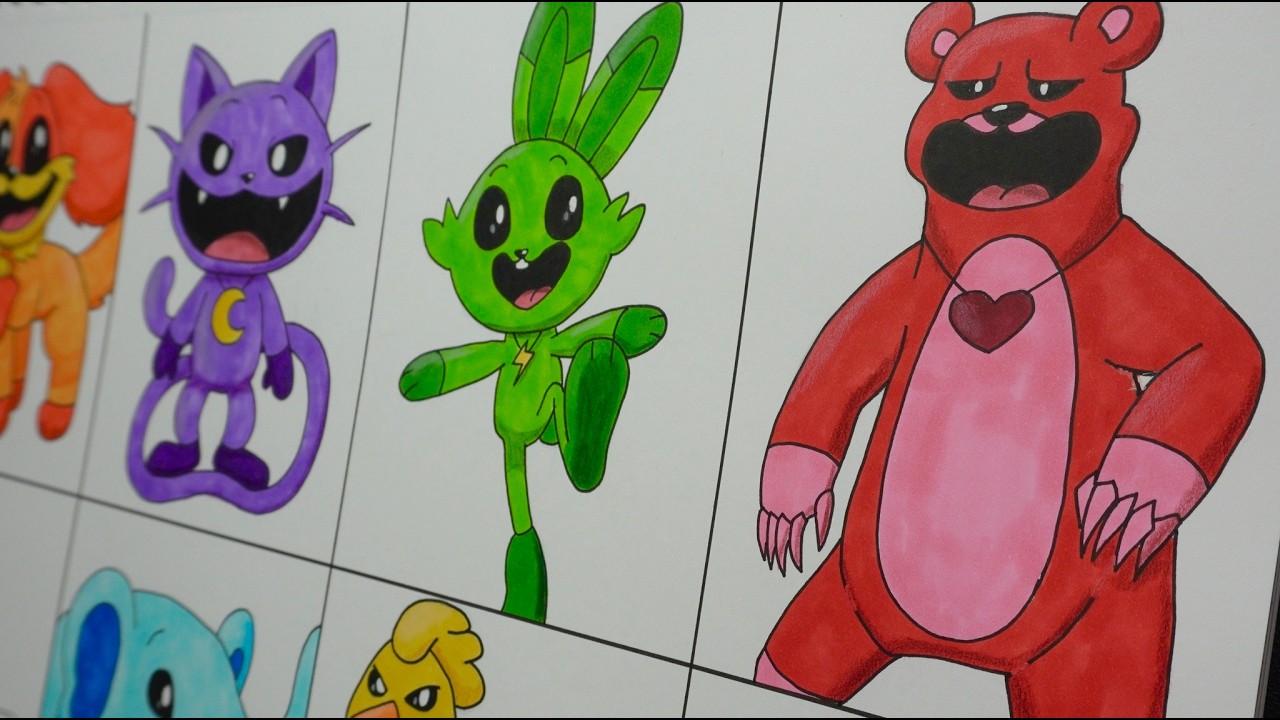 Drawing Poppy Playtime Smiling Critters As Pokemon!  Dog Day, Cat Nap, Crafty Corn, Hoppy Hopscotch