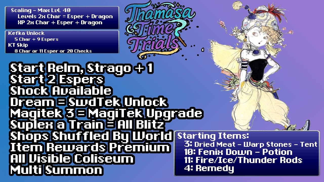 Thamasa Time Trials Showcase! Relm & Strago's Magical Adventure! Final Fantasy 6 Worlds Collide