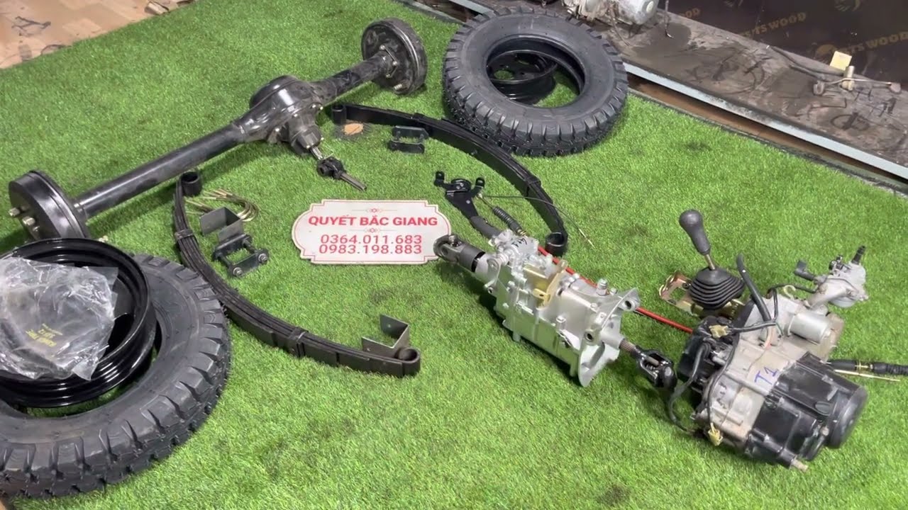 Bộ Phụ t&ugrave;ng Chế xe Ba b&aacute;nh 1,5 tấn || Hộp số 5 Tạ 5 cấp Cầu lớn nh&iacute;p lớn