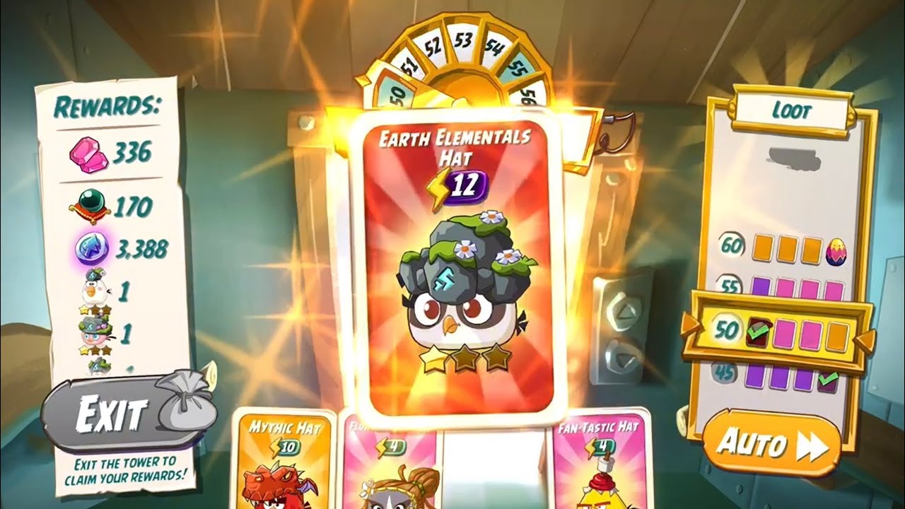 Tower of Fortune - Day 1 for the Earth Elements Hat Set - Angry Birds 2