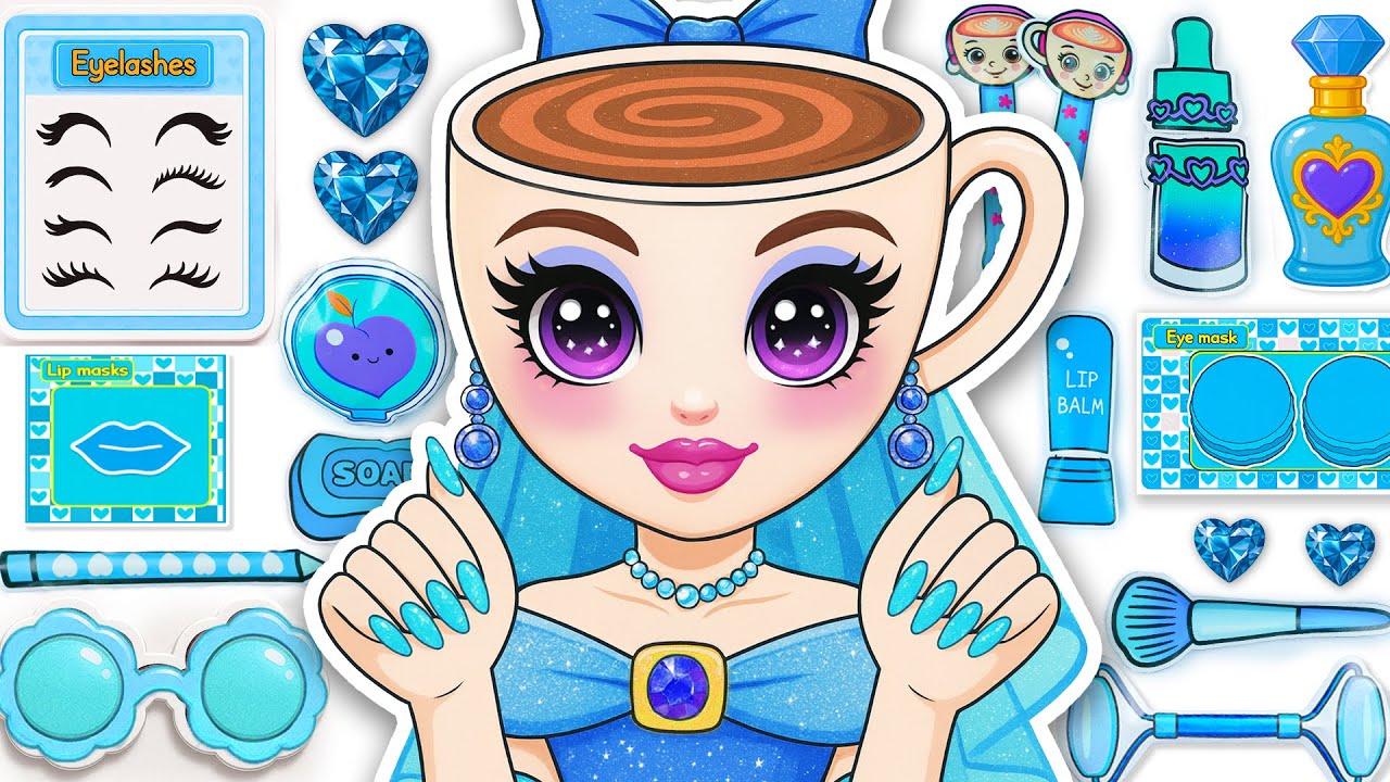 🎀Paper DIY🎀 BALLERINA CAPPUCCINA Blue 💎🩰 Skincare + Makeup + Nails 💄 ASMR Unboxing | Hana Paper
