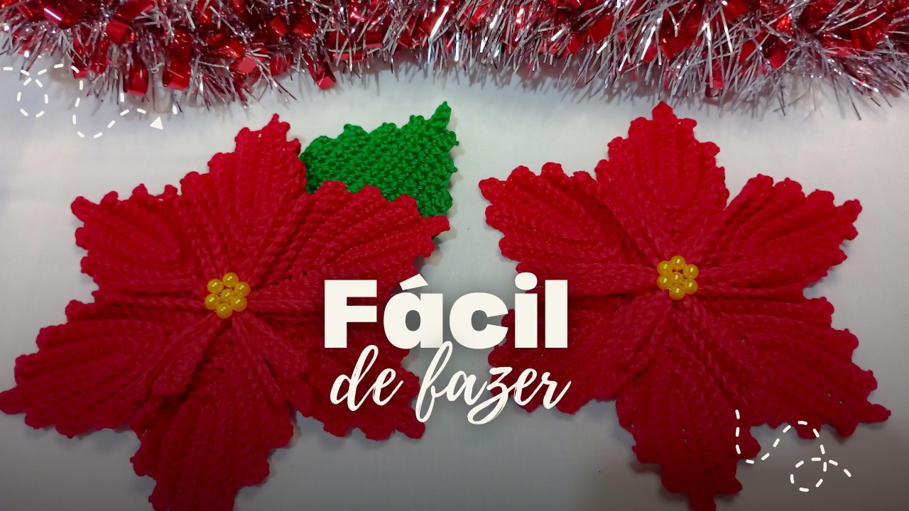 😱 ENFEITE DE NATAL EM CROCH&Ecirc;  |  FLOR NATALINA F&Aacute;CIL DE FAZER ✨