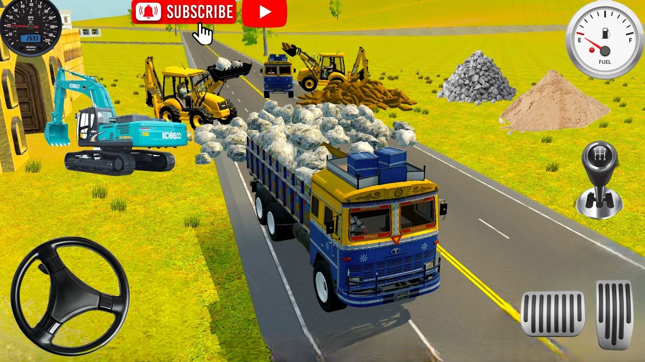 JCB🚜Unloading Stone🪨Truck &Tractor 