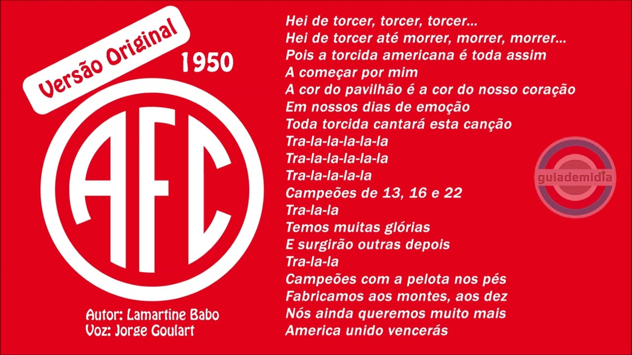 Hino do América RJ  [ Versão Original, 1950 ] Marcha do América