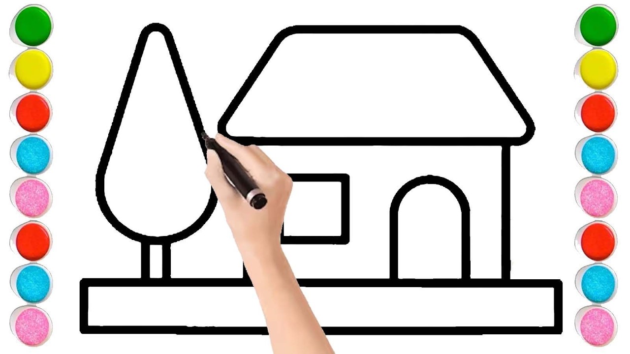 HOW TO DRAW A HOUSE EASY AND SIMPLE FOR KIDS !
