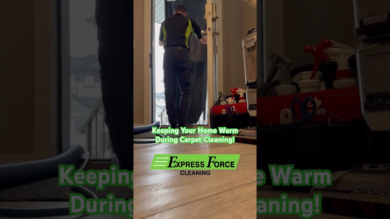 Professional Carpet Cleaning using our temporary door seal to keep your home warm! #carpetcleaning