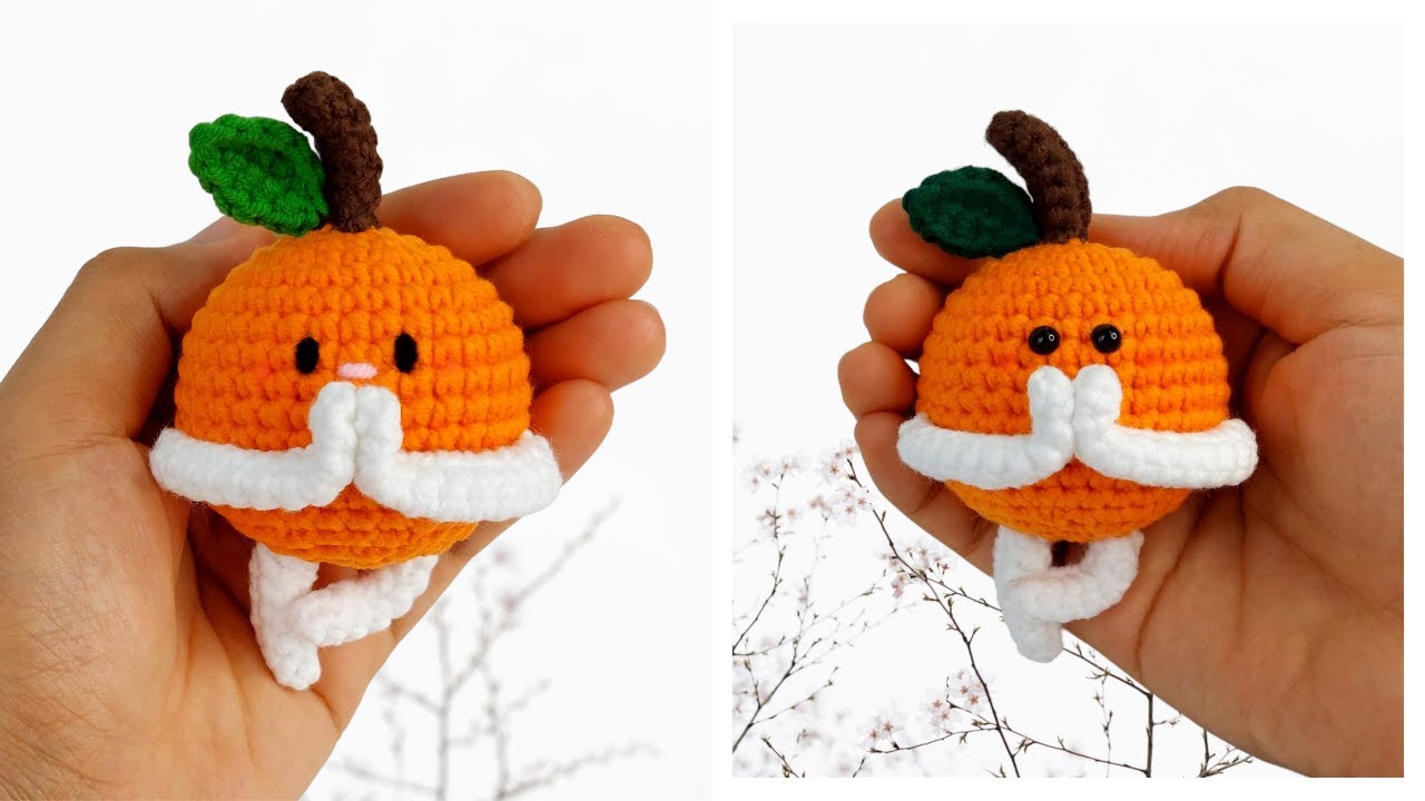 Crochet Orange Amigurumi Doing Yoga - Crochet Keychain Patterns