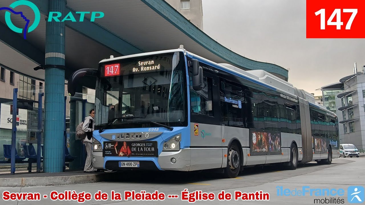 Bus 147 RATP - Urbanway 18 GNV N°6948 Sevran - Collège de la Pleïade ---- Église de Pantin