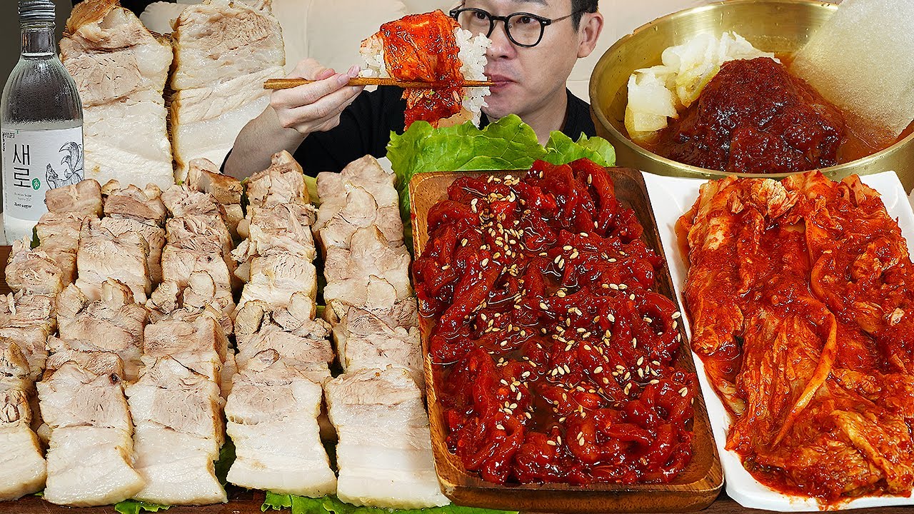 ASMR MUKBANGㅣBoiled Pork Belly & Kimchi & Salted SquidㅣEATING SHOW