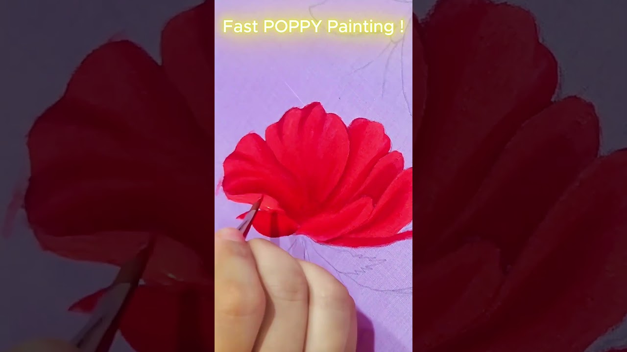 Fast Poppy Flower Painting in 25 Seconds 🌺 | Speed Painting 