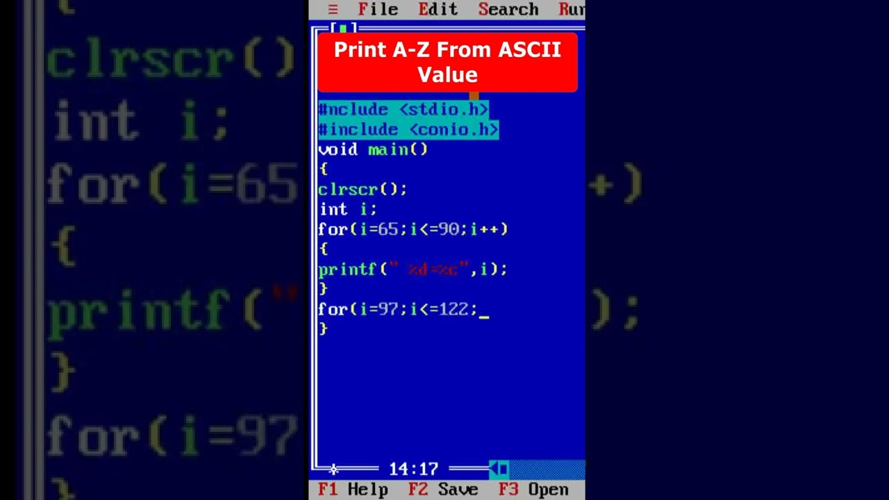 C Program to display alphabets using ASCII values Part 15 | C programming #coding #alphabet