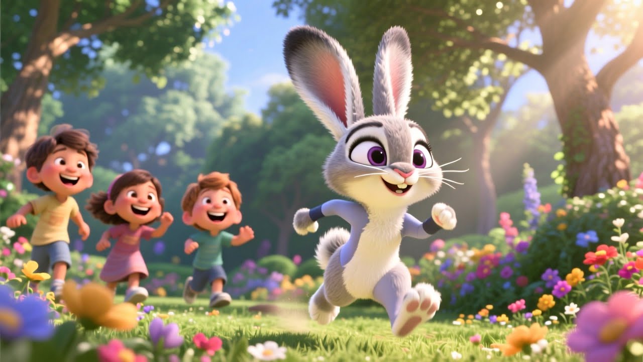 Fluffy Bunny in the Garden 🐇🌸 | Learn Animals and Nature for Kids | Fun Garden Adventure