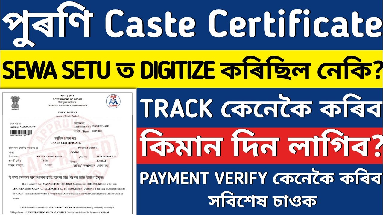 DIGITIZE OLD CASTE CRTIFICATE 2023 | HOW TO TRACK CASTE CERTIFICATE | SEWA SETU PAYMENT PROBLEM |