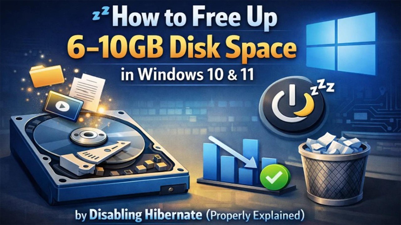Free Up 6–10GB Storage in Windows 10/11 by Disabling Hibernate (hiberfil.sys Explained)