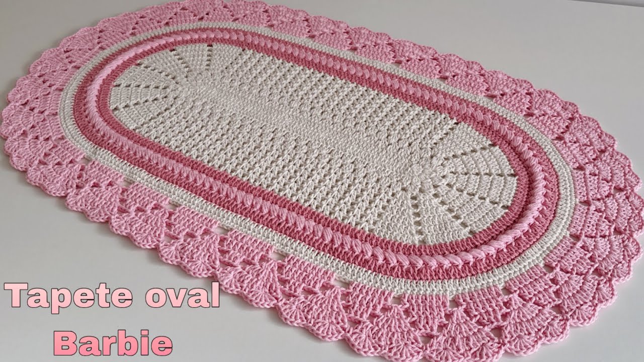 Tapete pé da pia Barbie jogo de banheiro Barbie oval em crochê, passo a passo completo 