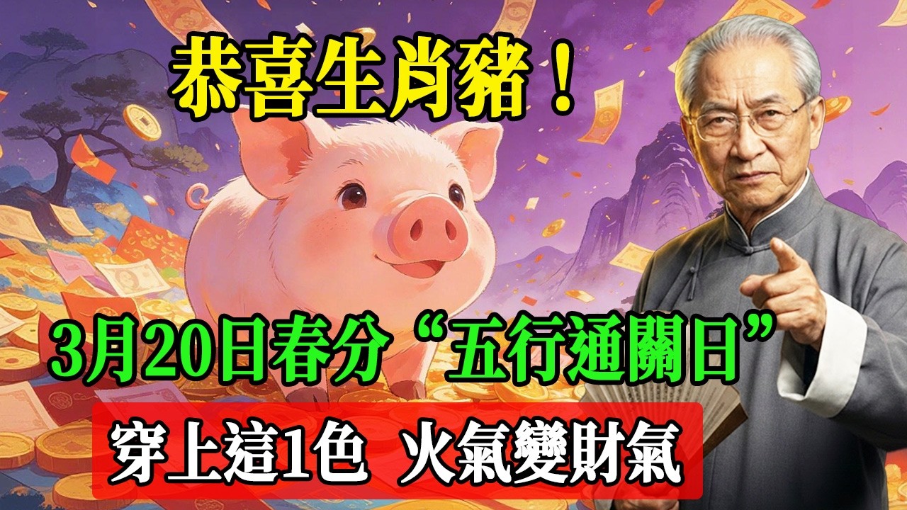 恭喜生肖豬！2026年3月20日春分“五行通關日”，穿上這1色，火氣變財氣！#南懷瑾  #國學 #易經 #開運 #招財#風水 #2026運勢#屬相#生肖運勢#生肖命理