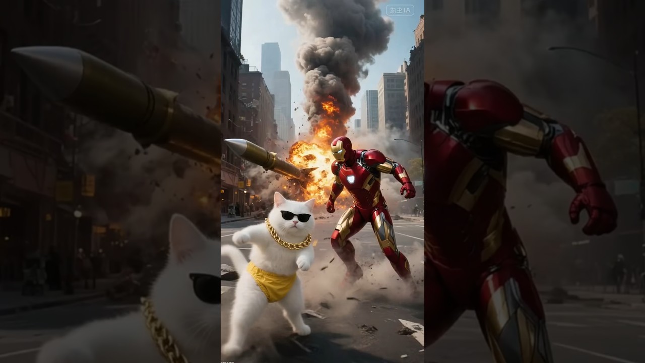 Dog's Revenge: Real Iron Man Suit vs Naughty Cats! 🐈 🐶 | #viralvideo #funny #puppy #ironman #marvel