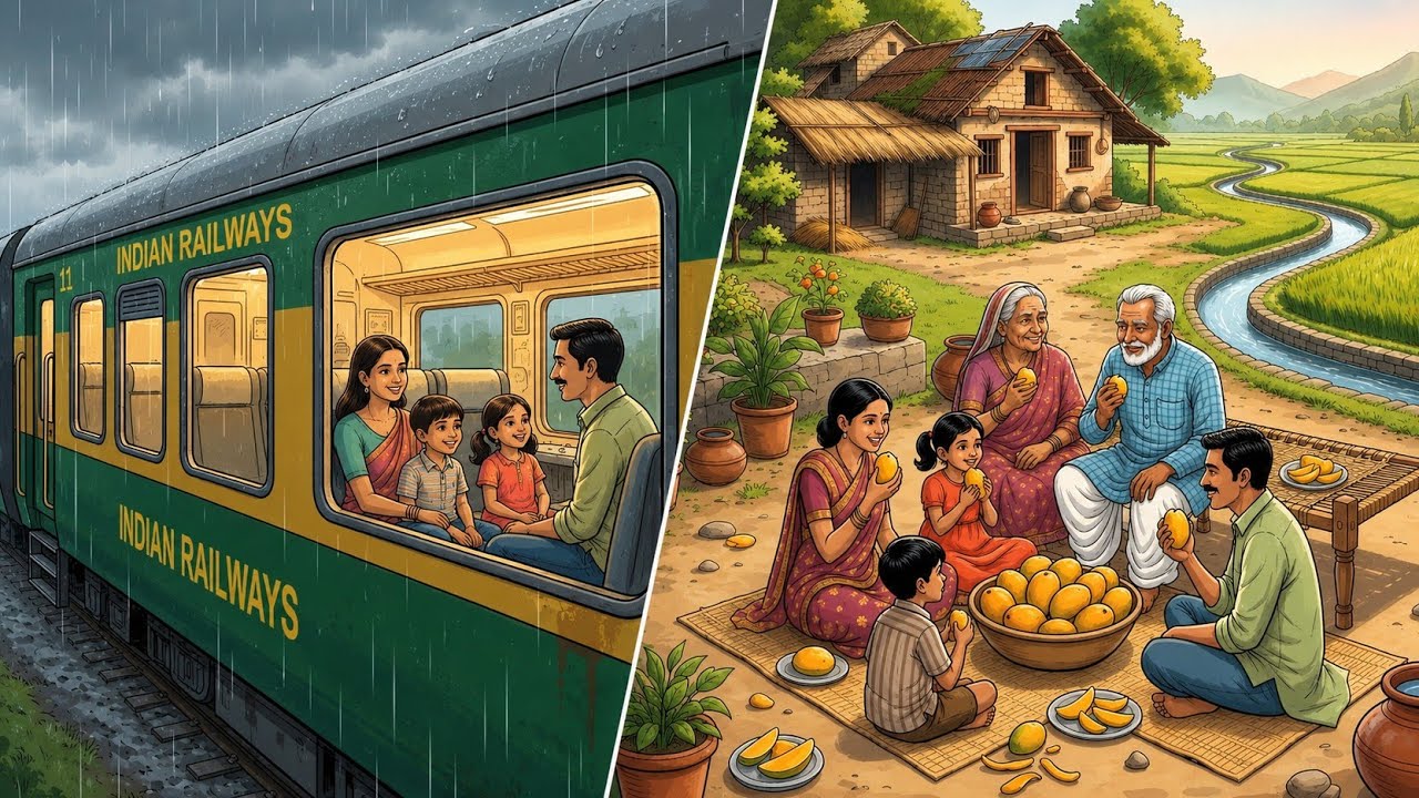 Childhood Monsoon Train Journey to Nani's Village❤️ | Bachpan Ki Yaadein | Ghibli Syle Nostalgia