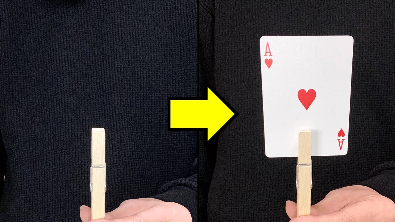 【種明かし】簡単カードマジック！ 洗濯ばさみでカード当て！| Clothespin Card Magic Tricks Tutorial!