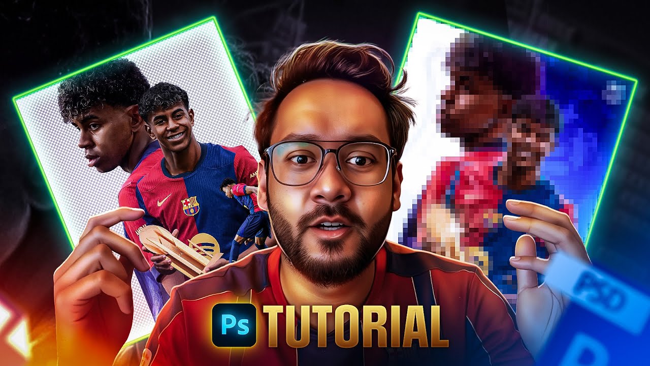 How to create a professional Sport poster? Photoshop Tutorial, Barcelona, Yamal.
