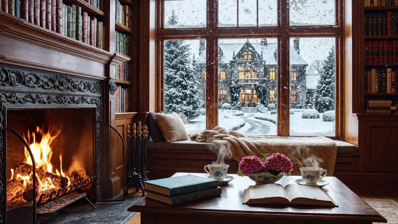 You’ll Stay Longer ❄️ Cozy Winter Piano Jazz LIVE with Fireplace Coffee Shop Ambience