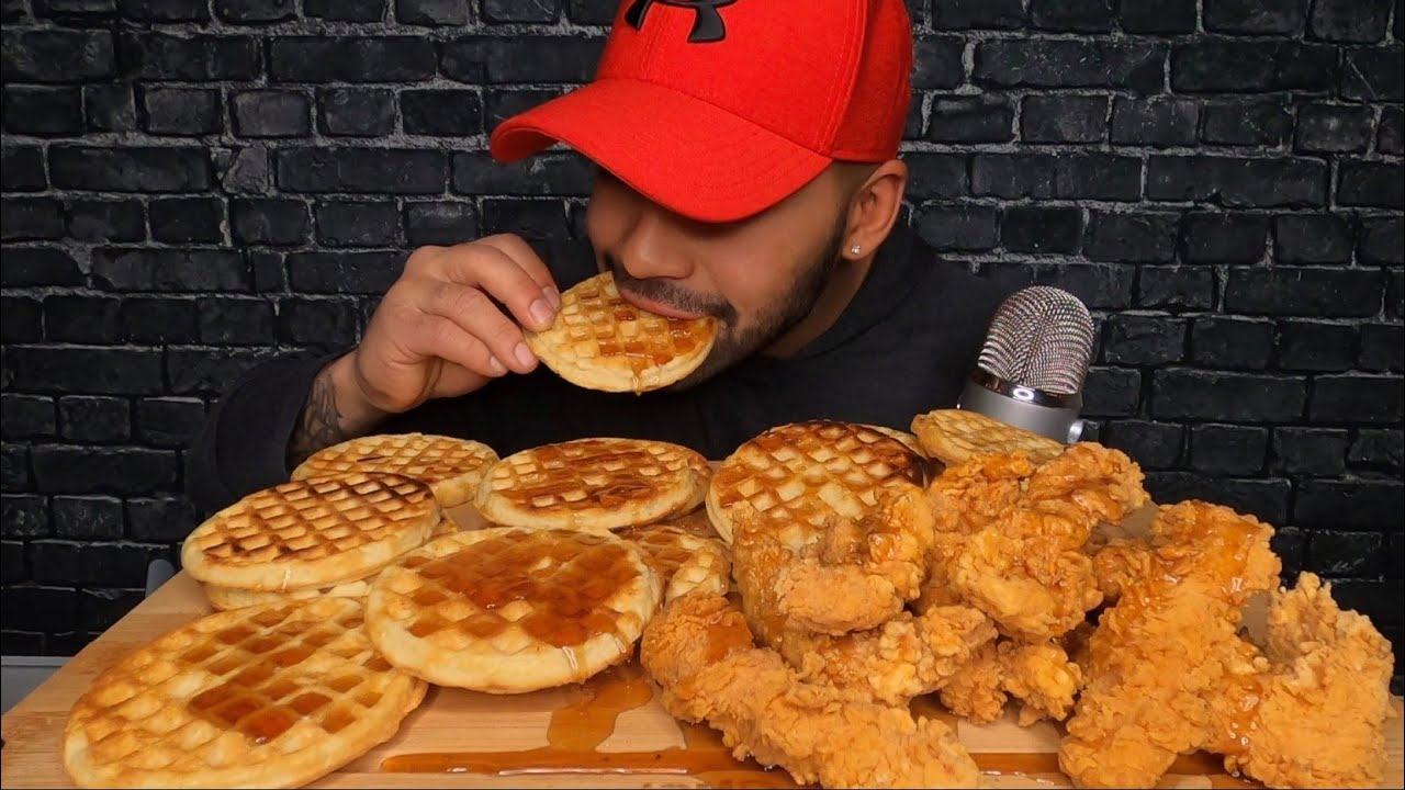 (ASMR) CHICKEN & WAFFLES MUKBANG