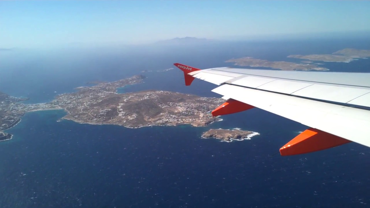Airbus319 easyjet take off in mykonos