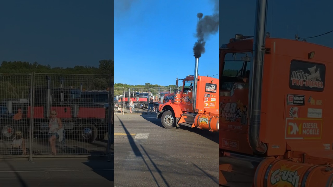 Orange Crush Big Rig Burnout! 🛞💨 #bigrig #burnout #racing #diesel #truck #orangecrush #turbo #wild