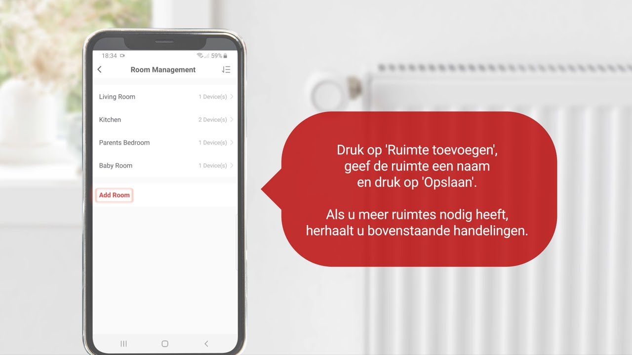 Danfoss Ally™ App – Werken met ruimtes en groepen en thermostaten toewijzen in uw Ally™ App