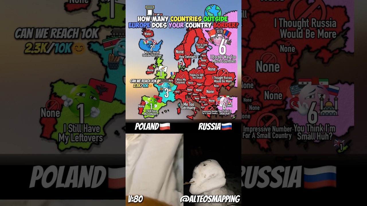 How many countries outside Europe does your country border? #map #mapping #shorts