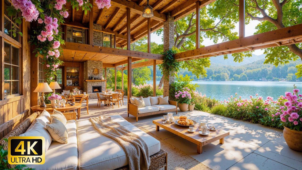 Весенняя атмосфера в домике на берегу озера 🌸🌿 Успокаивающая фортепианная музыка для сосредоточени