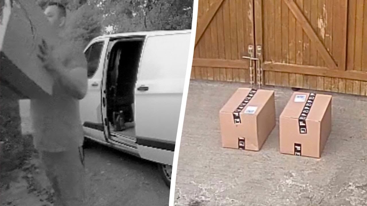 Yodel delivery driver throws woman's order over 6ft gate | SWNS
