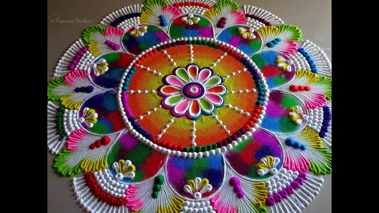 Big, colorful and attractive rangoli for Diwali | Easy and unique rangoli design for festivals