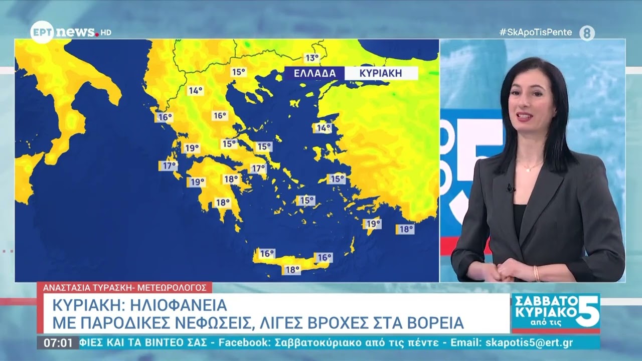 Καιρός: Ηλιοφάνεια με παροδικές νεφώσεις, λίγες βροχές στα βόρεια | Αναστασία Τυράσκη
