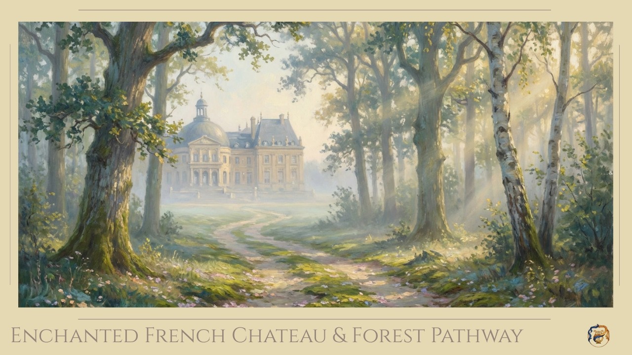 Enchanted French Chateau | 18th Century Forest Pathway Ambience (4K)