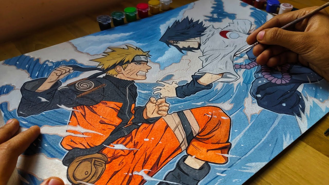 how to draw naruto vs sasuke final battle | Darshans Art |