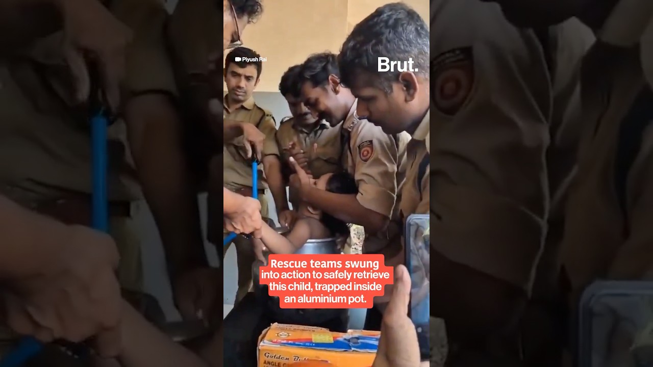Kerala police rescued a child stuck inside an aluminium pot.