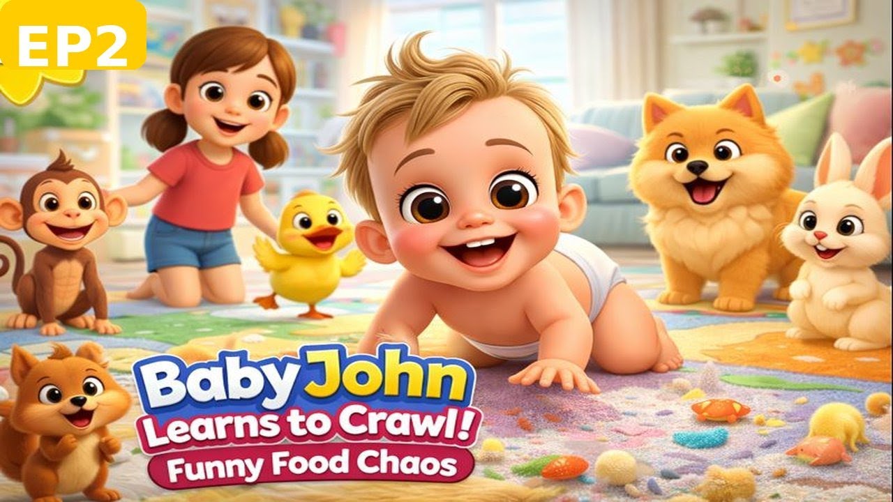 Ep2. Baby John Learns to Crawl! Funny Food Chaos.