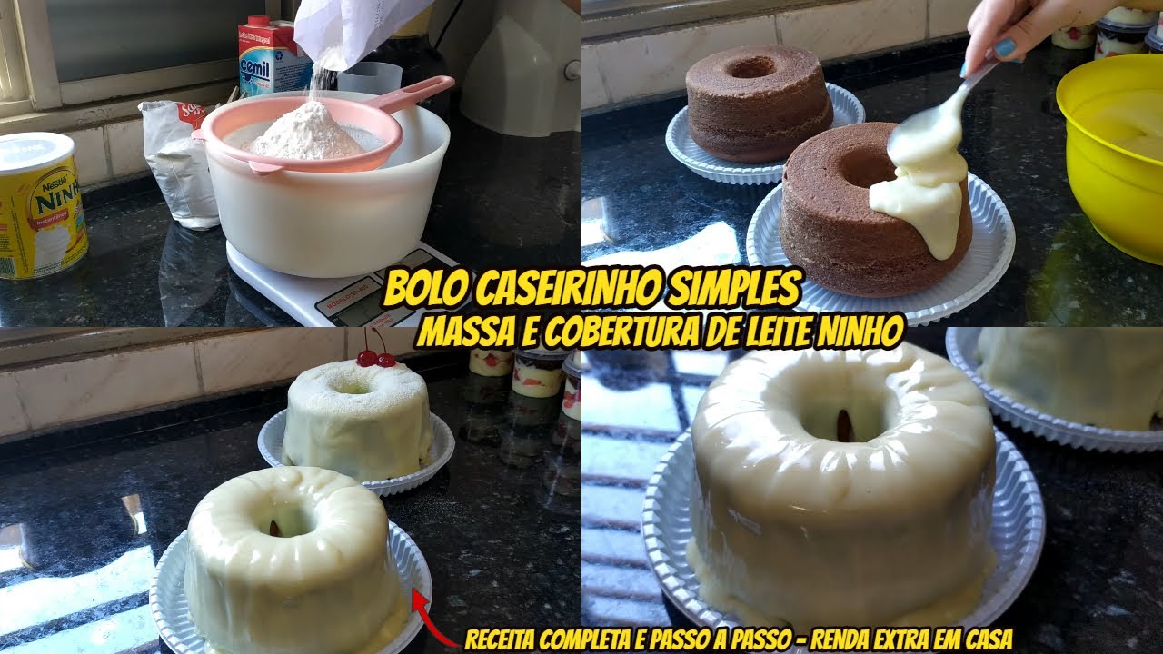 BOLO DE LEITE NINHO COM COBERTURA SIMPLES l BOLOS CASEIROS