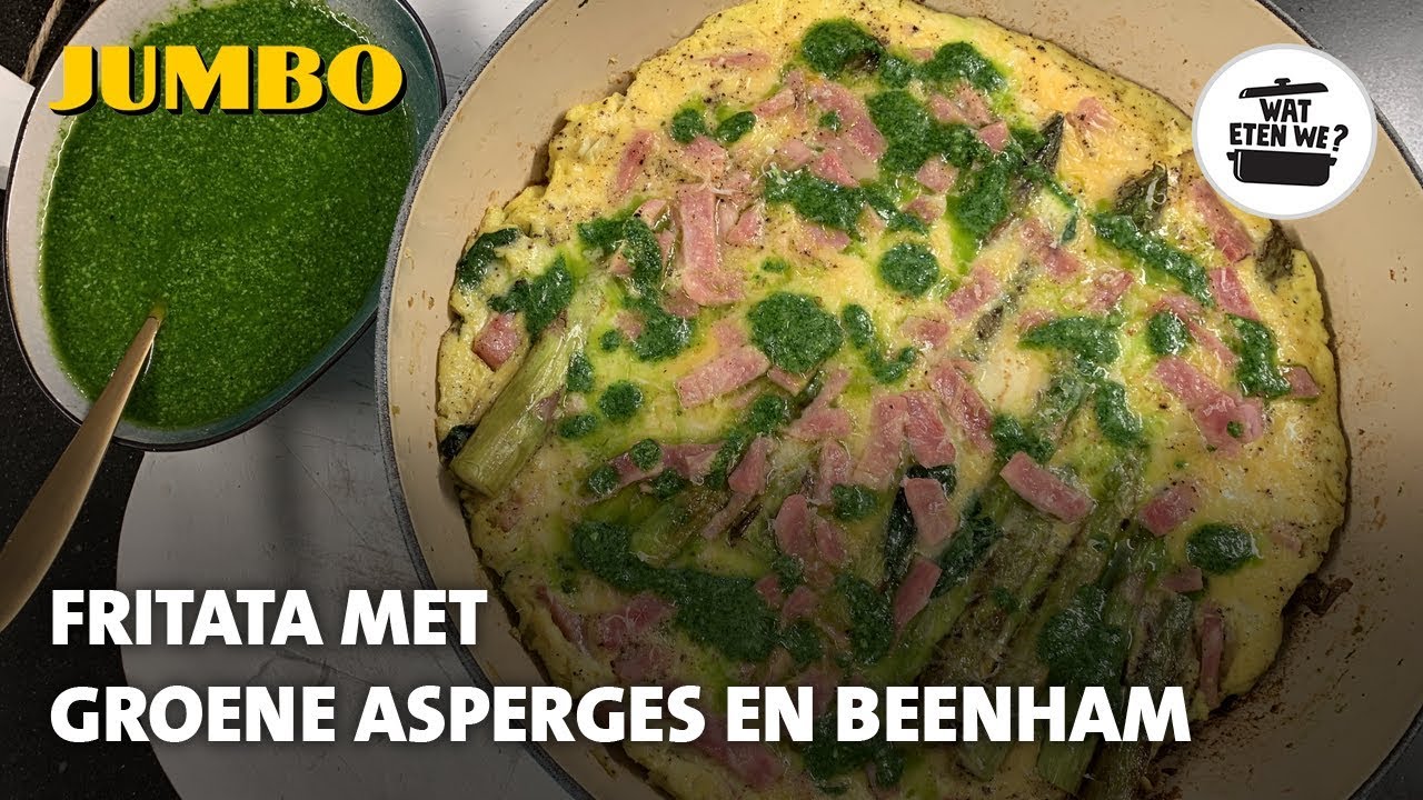 Wat eten we? Frittata met groene asperges en beenham
