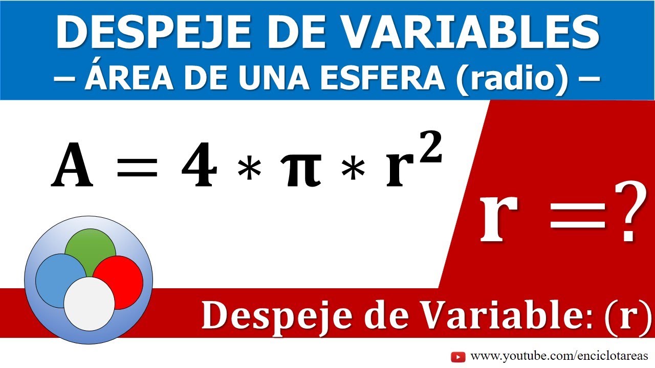 DESPEJE DE VARIABLES - ÁREA DE UNA ESFERA (radio)